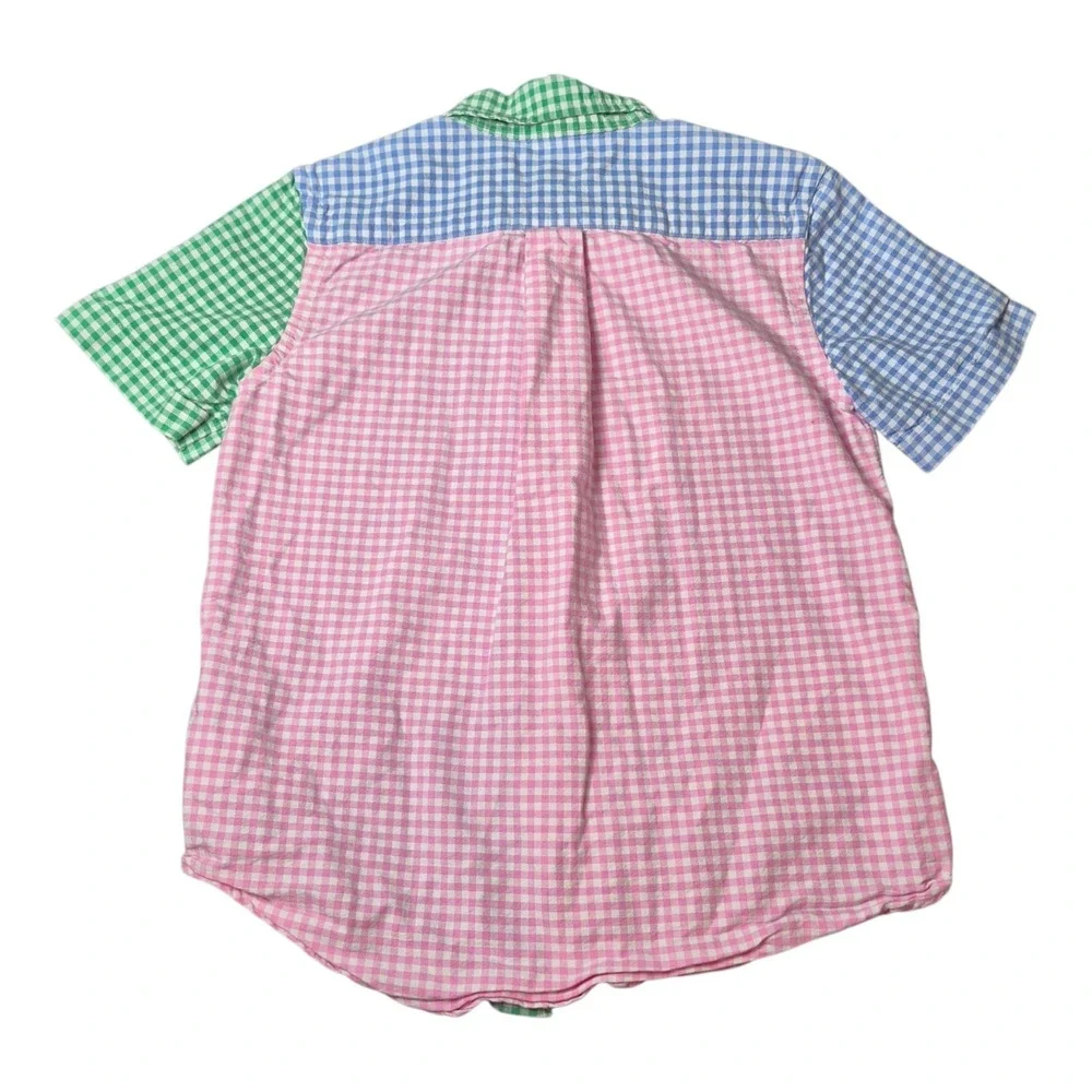 Polo Ralph Lauren Boys M 10-12 Colorblock Gingham Button Shirt Pony‎ Preppy